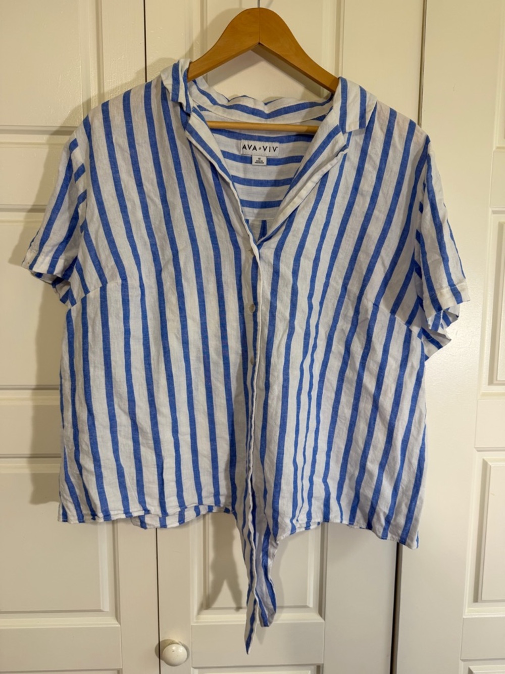 AVA + VIV Blue and White Striped Button Front set